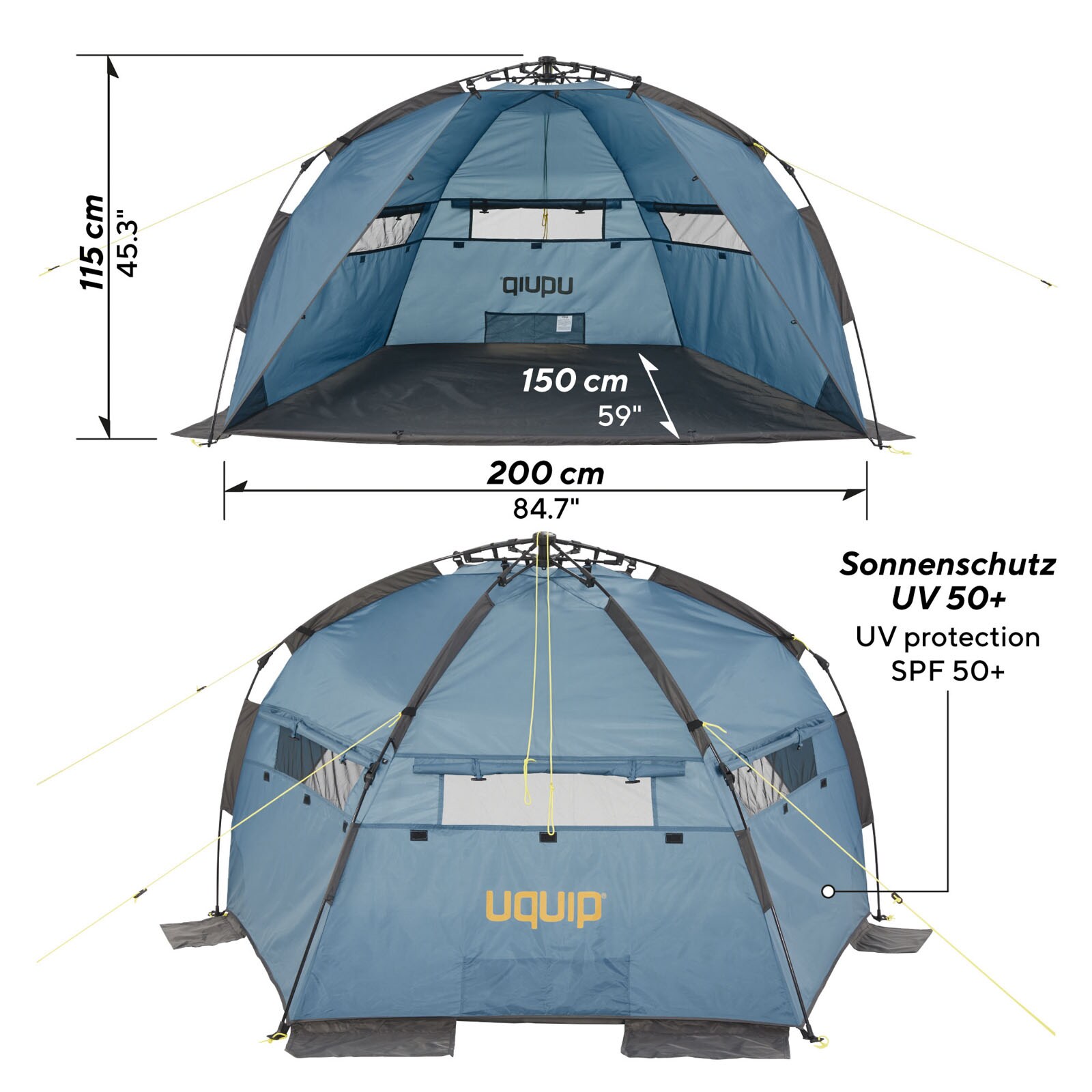 UQUIP Automatik Strandmuschel Speedy Strandzelt Reise Wind Sonnen Schutz UV50+ Farbe: petrol