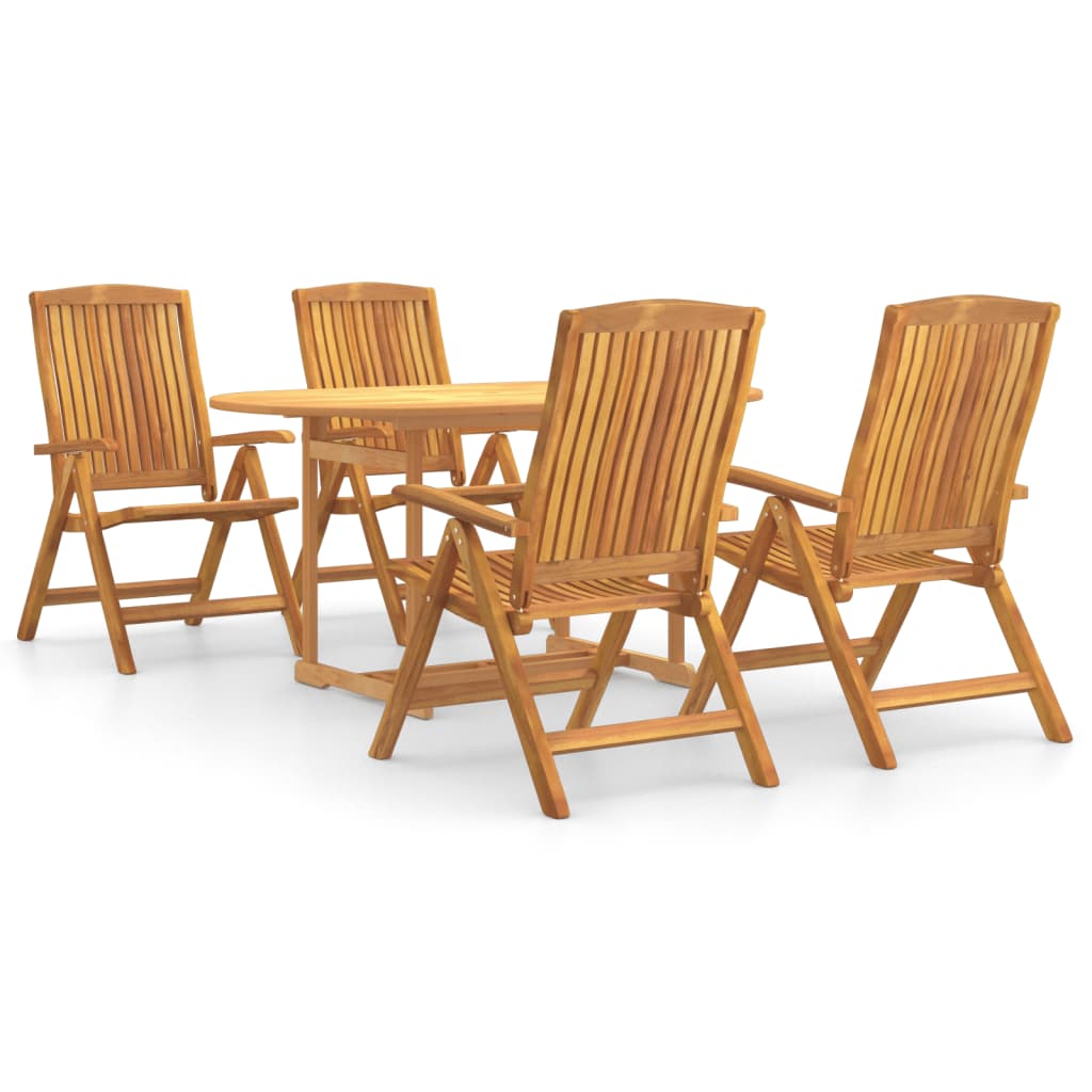 Ensemble à dîner de jardin 5 pcs bois de teck massif