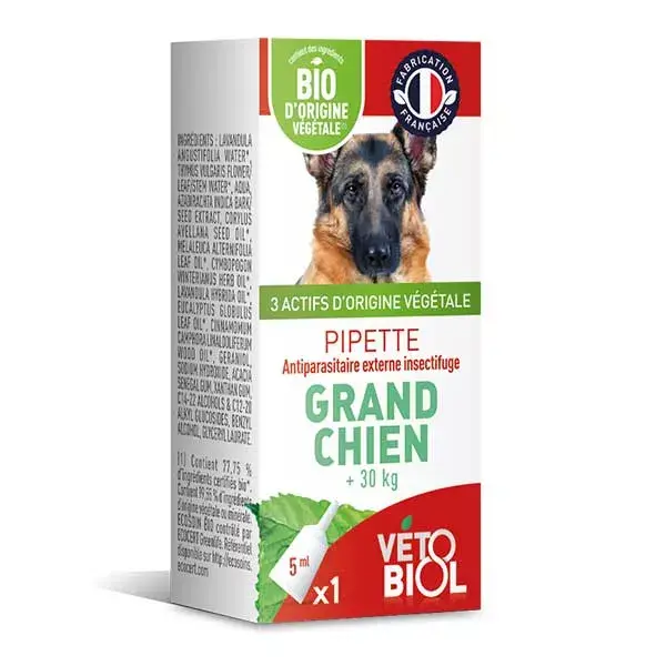 Biovetol - Antiparasitaire - Pipette Grand Chien à l’unité Bio - 5ml