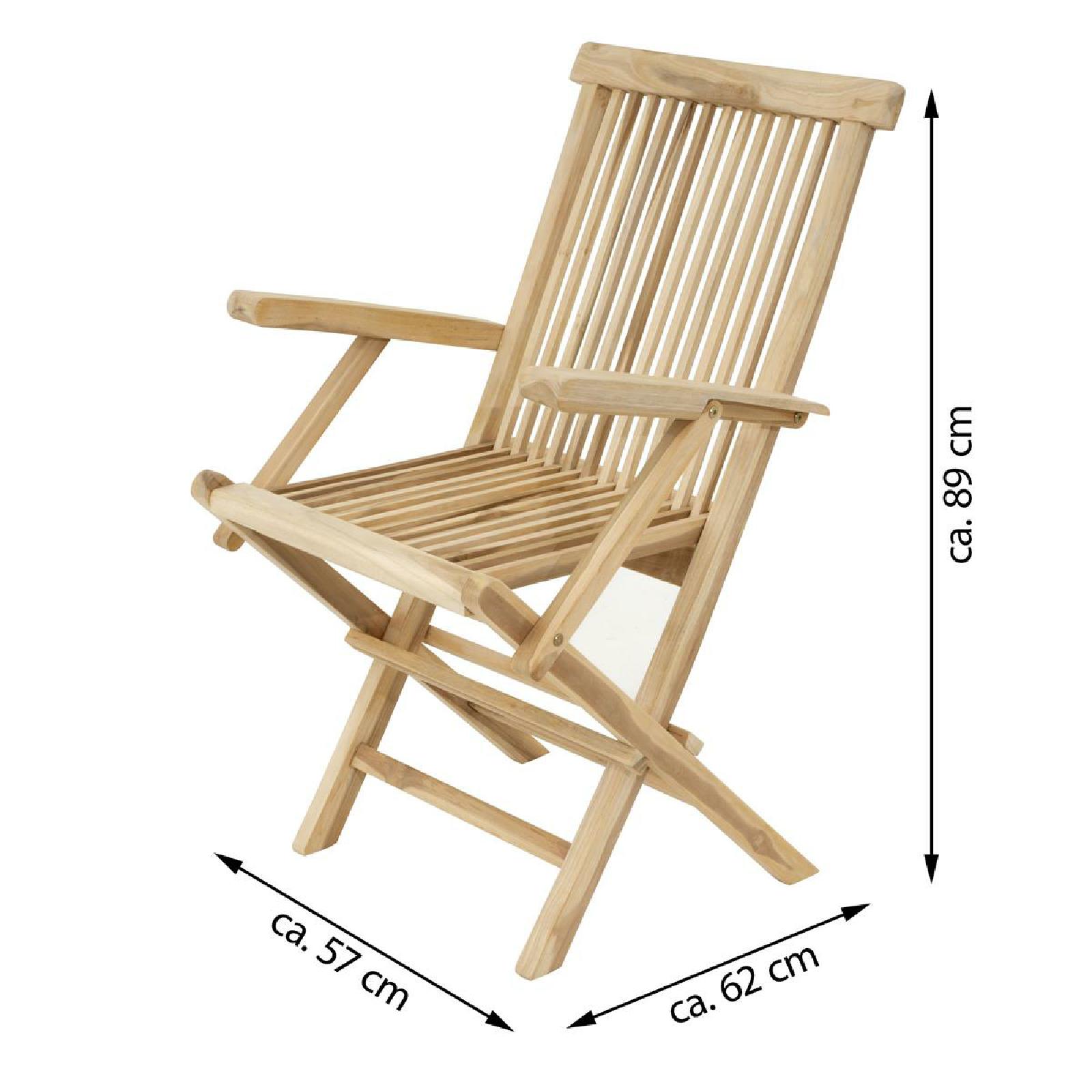 VCM Klappstuhl Gartenstuhl Balkonstuhl Terassen Armlehne Teak Holz natur