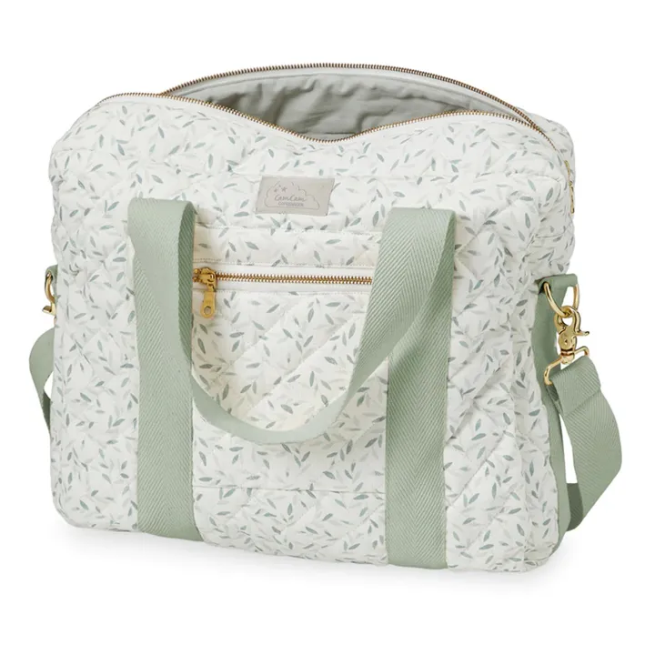 Cam Cam Sac à langer Green Leaves en coton bio | Vert