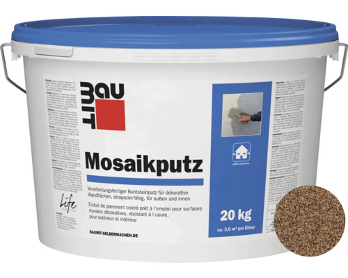 Baumit Mozaïekpleister M315 Gebruiksklare Dunne Laag Toplaag Bruin-Meerkleurig 20 kg