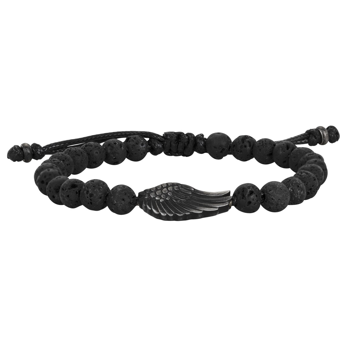 Bracelet souple Gabriel en Acier 316L avec lave noir