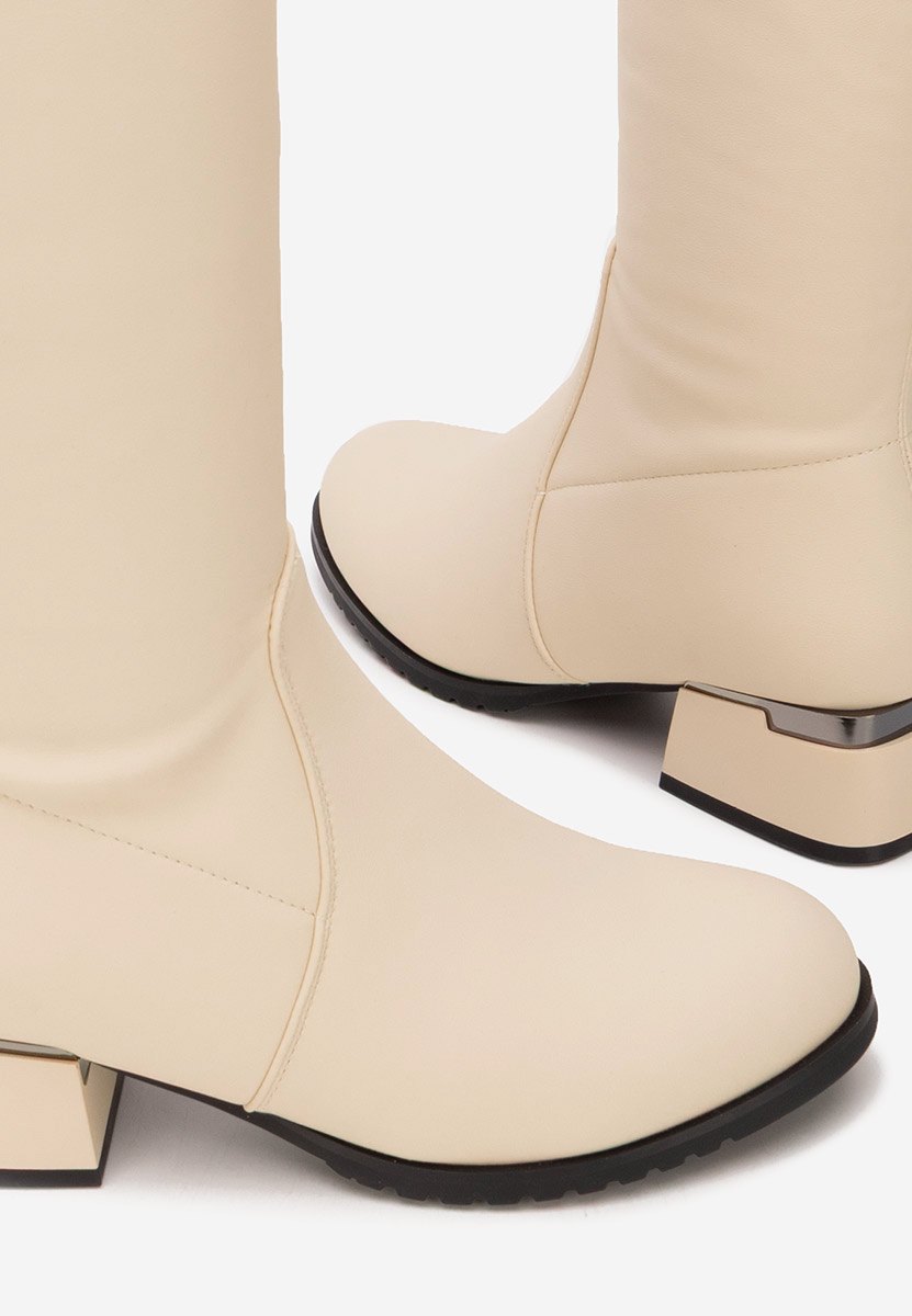 Bottes à petit talon beige Delmara