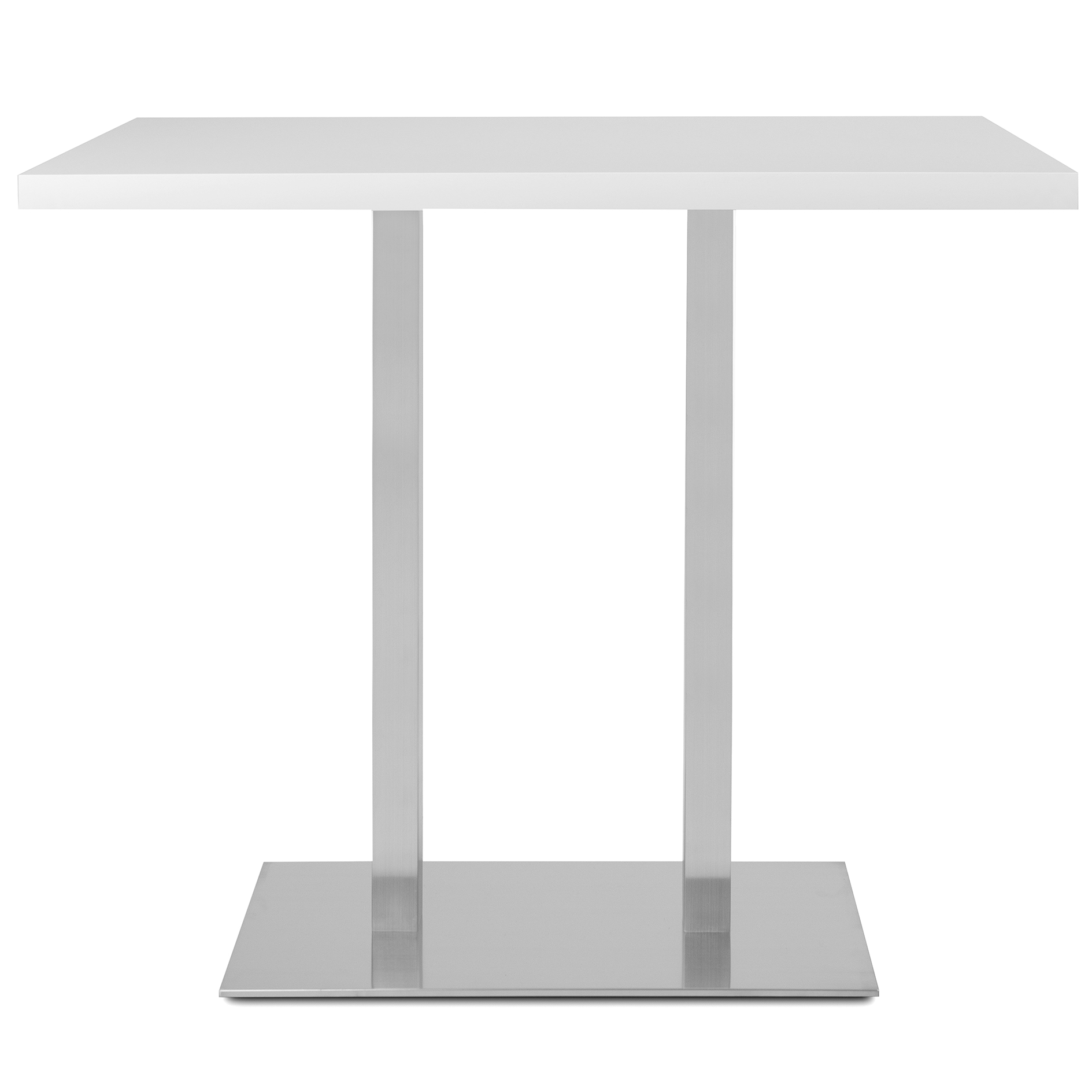 Bartisch QUADRATO - weiß - Edelstahl - Doppelsäule