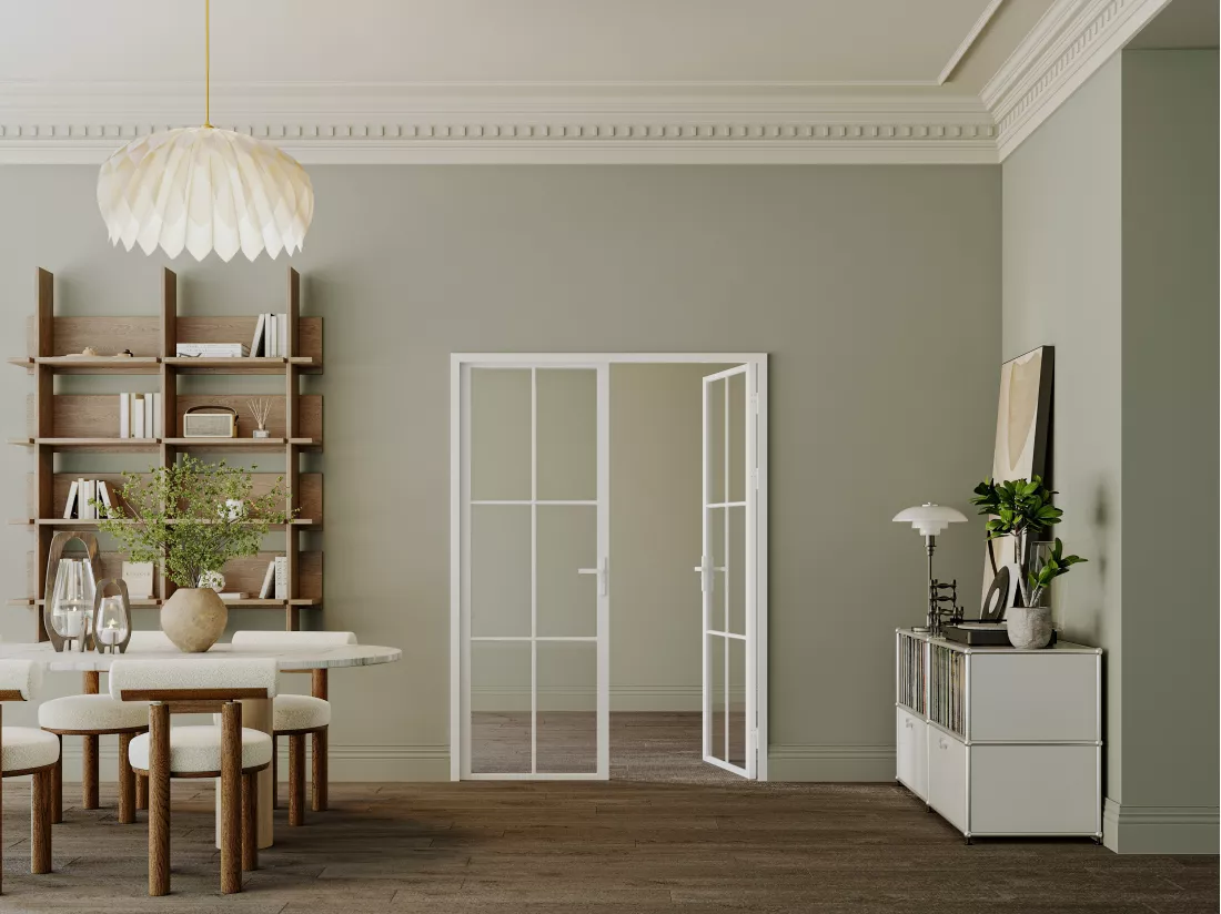 Bloc porte réversible à deux battants en aluminium et verre trempé - Blanc - 2 x H204 x L73 cm - SEROTO