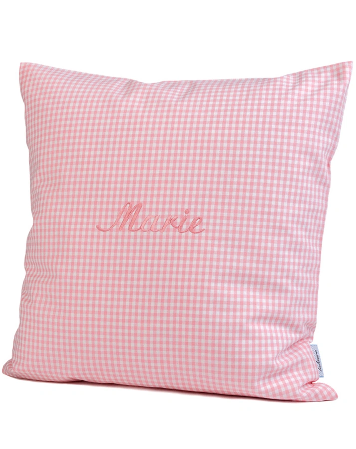 Personalisiertes Kissen UNI rosa (Farbe: apfelgrün)