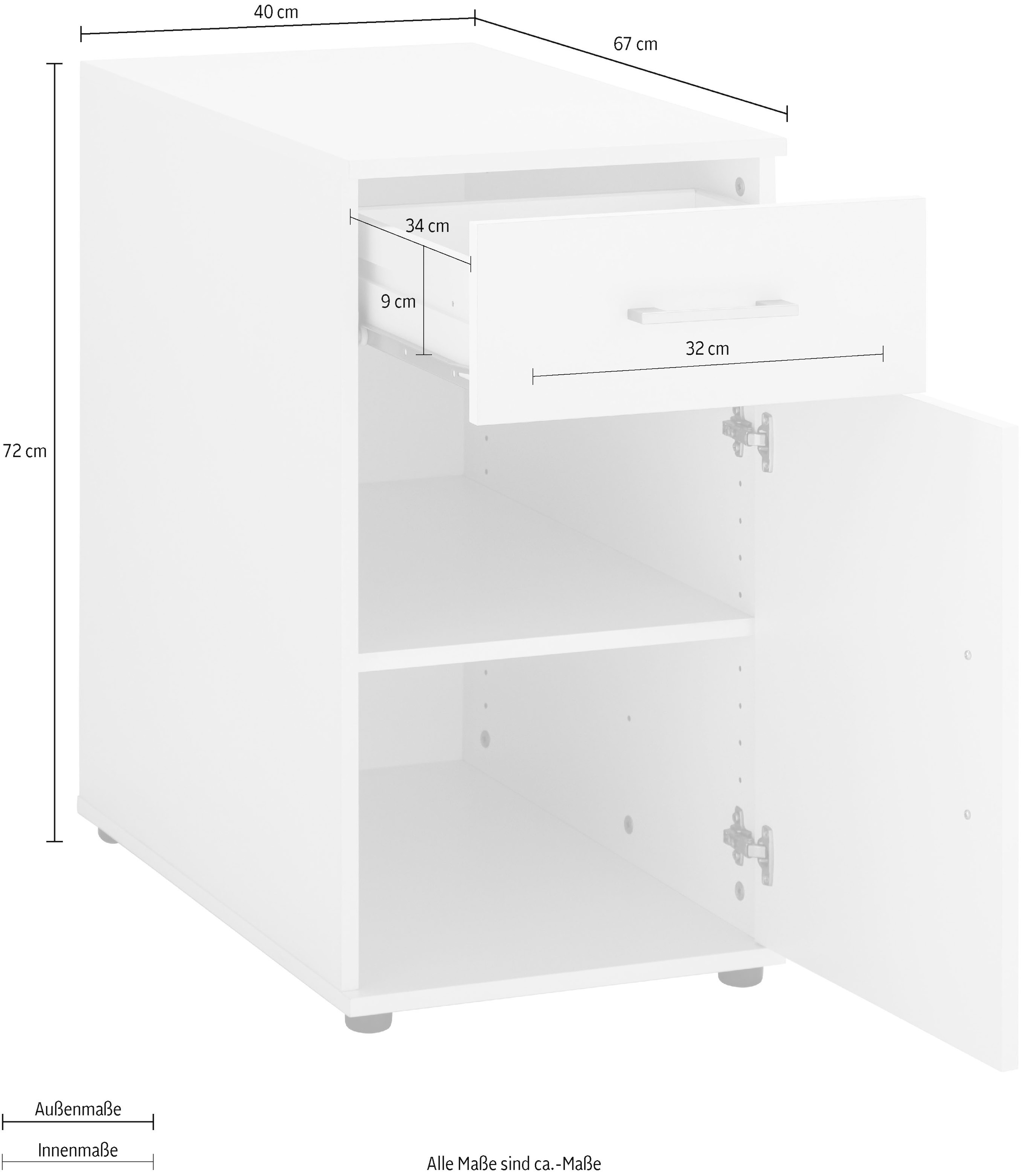 VOGL Möbelfabrik Rollcontainer »Modila« 1 Stk. tlg. Anstellcontainer