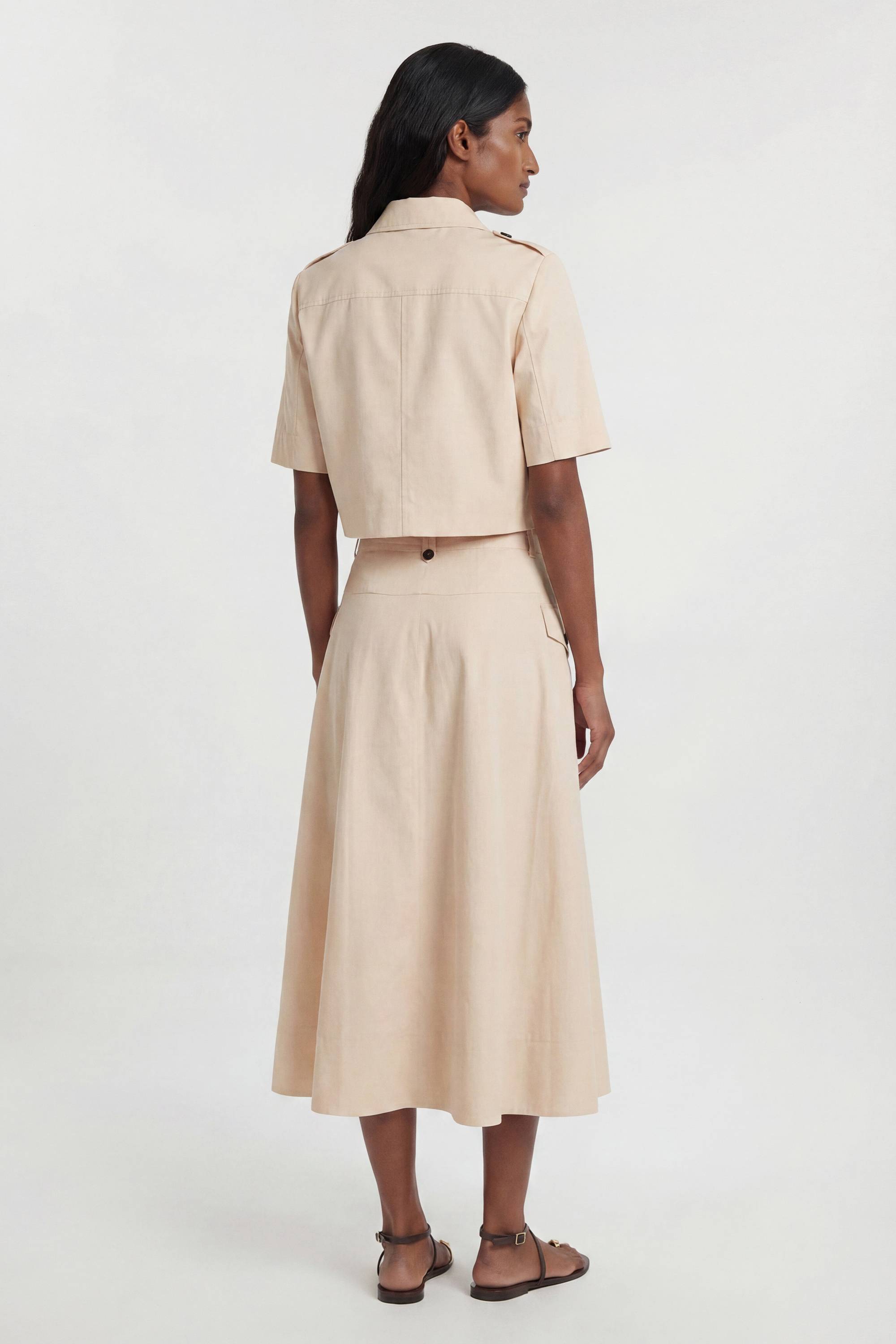 KarenMillen Jupe Plissée Ajustée En Coton Boutonnée Devant Inspiration Trench