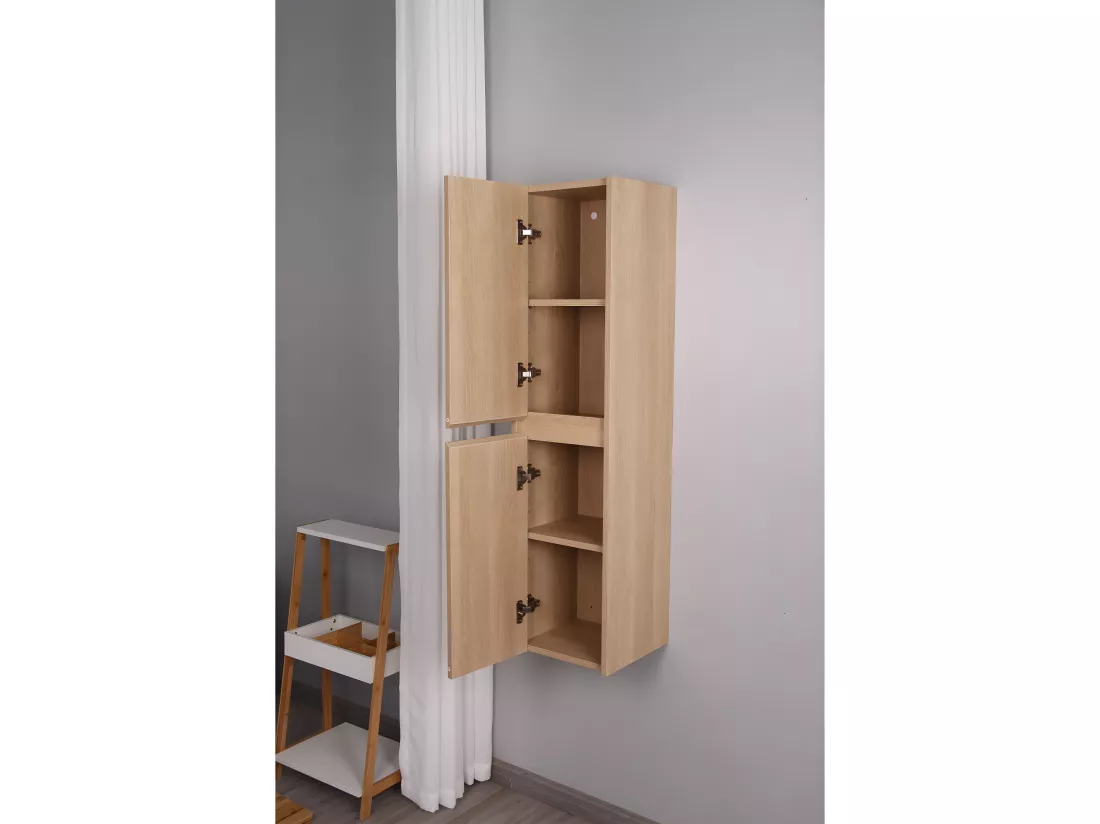Grande armoire de rangement FORTINA hauteur 120 cm chêne clair