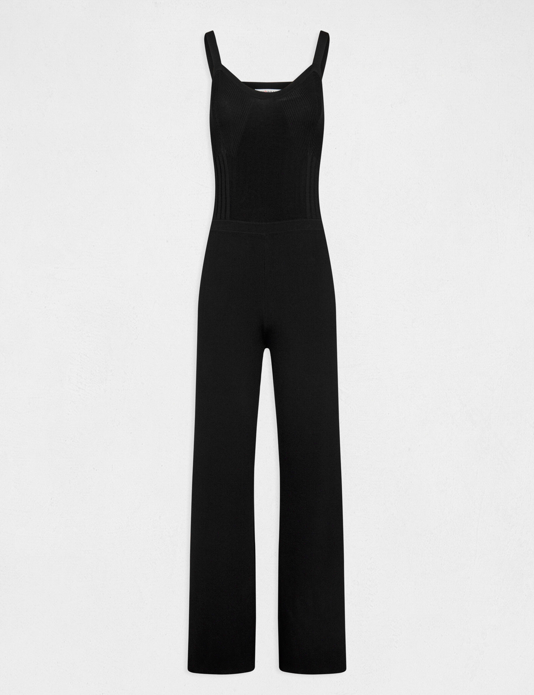 Combinaison cintrée en tricot noir femme - noir