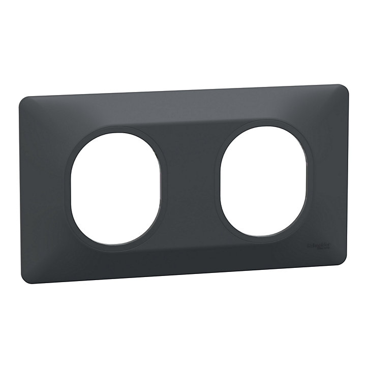 Plaque de finition double horizontale Schneider Electric Ovalis anthracite