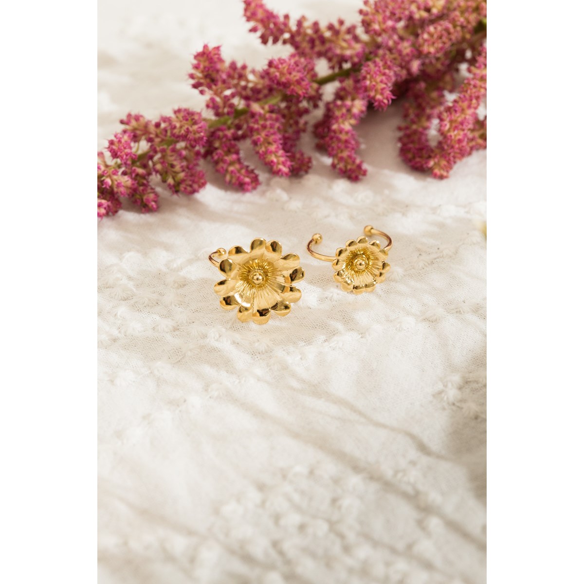 bague fleur doré à l'or fin - THÉIA