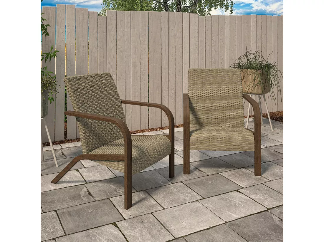 Smartwick | Lot de 2 chaises longues en résine grise