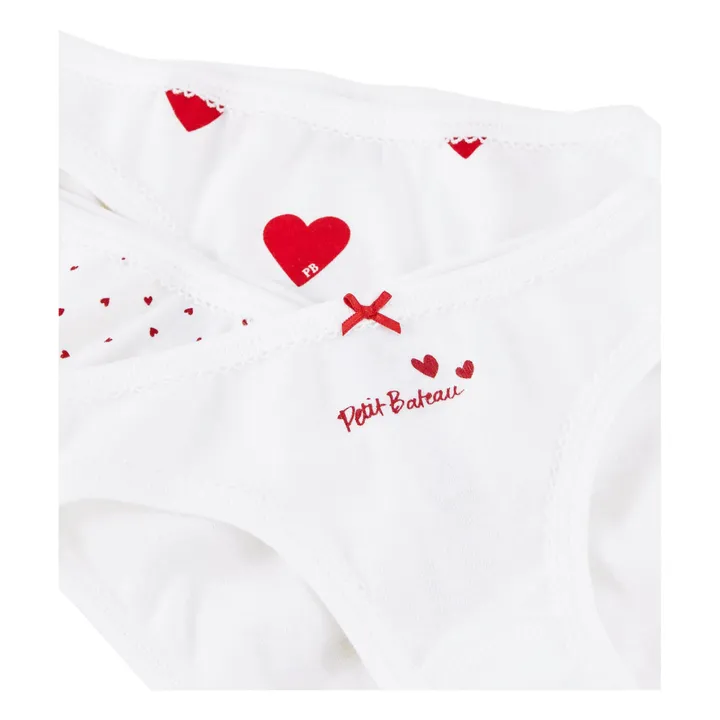 Petit Bateau Lot 3 Culottes Cœur Coton Bio | Blanc
