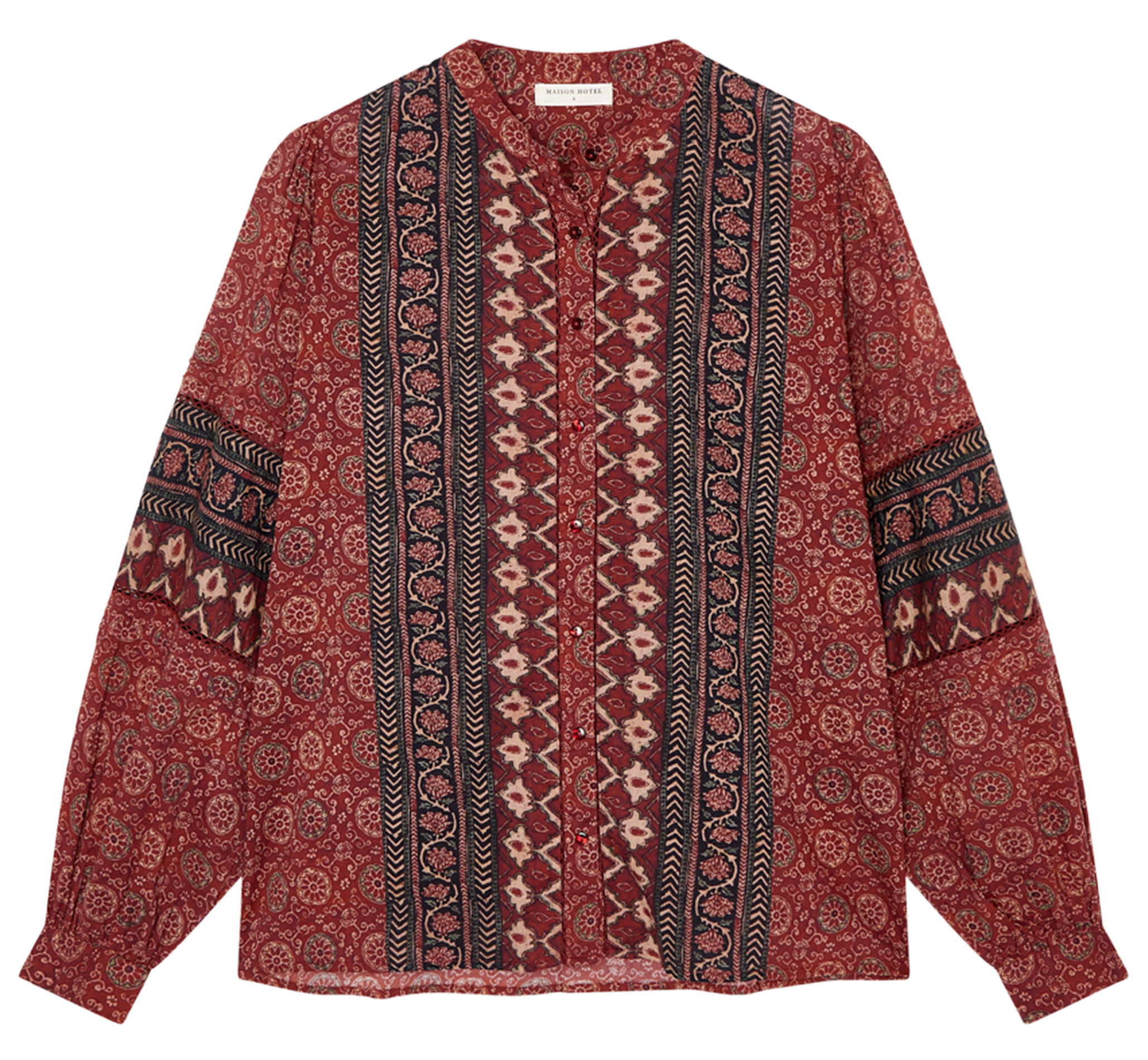 WADI RUM LOUISE - Blouse col rond imprimée en coton | Multicolore