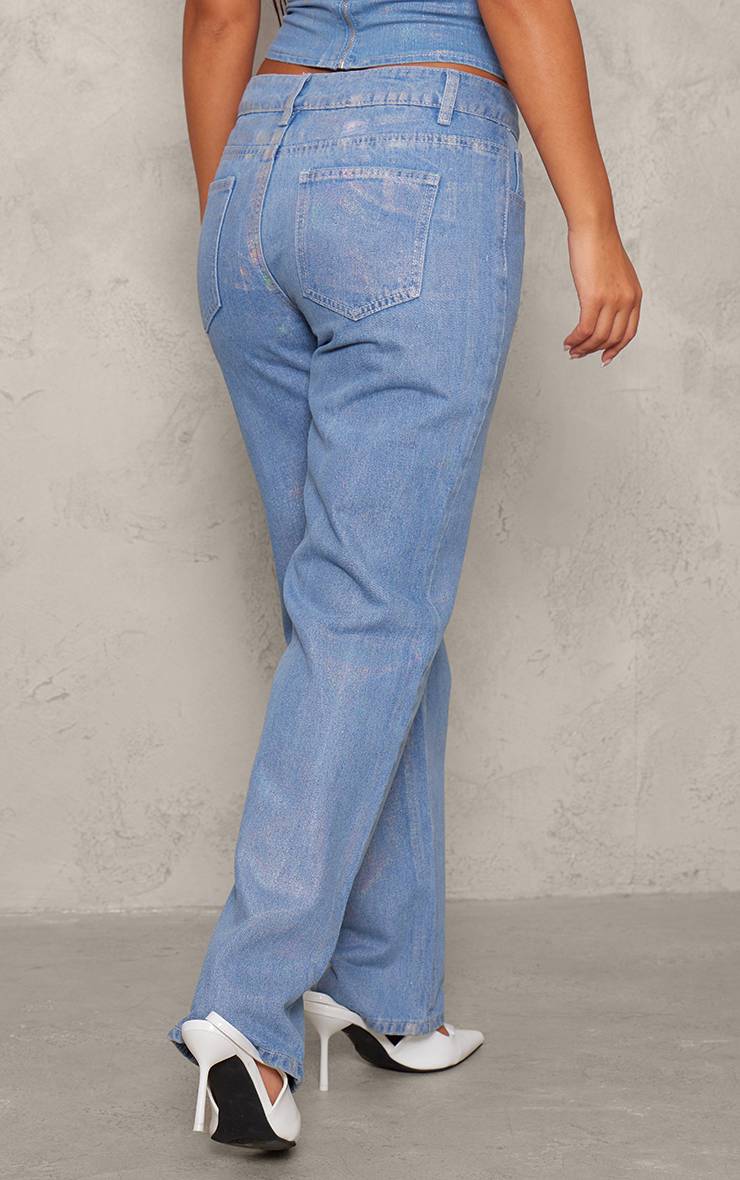 Bleu Jean En Denim Métallisé Irisé Petite