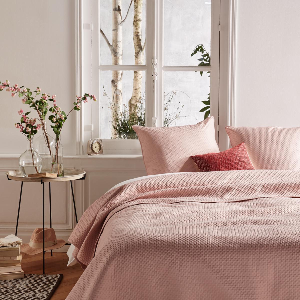 DESSUS DE LIT ET 2 TAIES DOLCE ROSE POUDRE 260X240CM