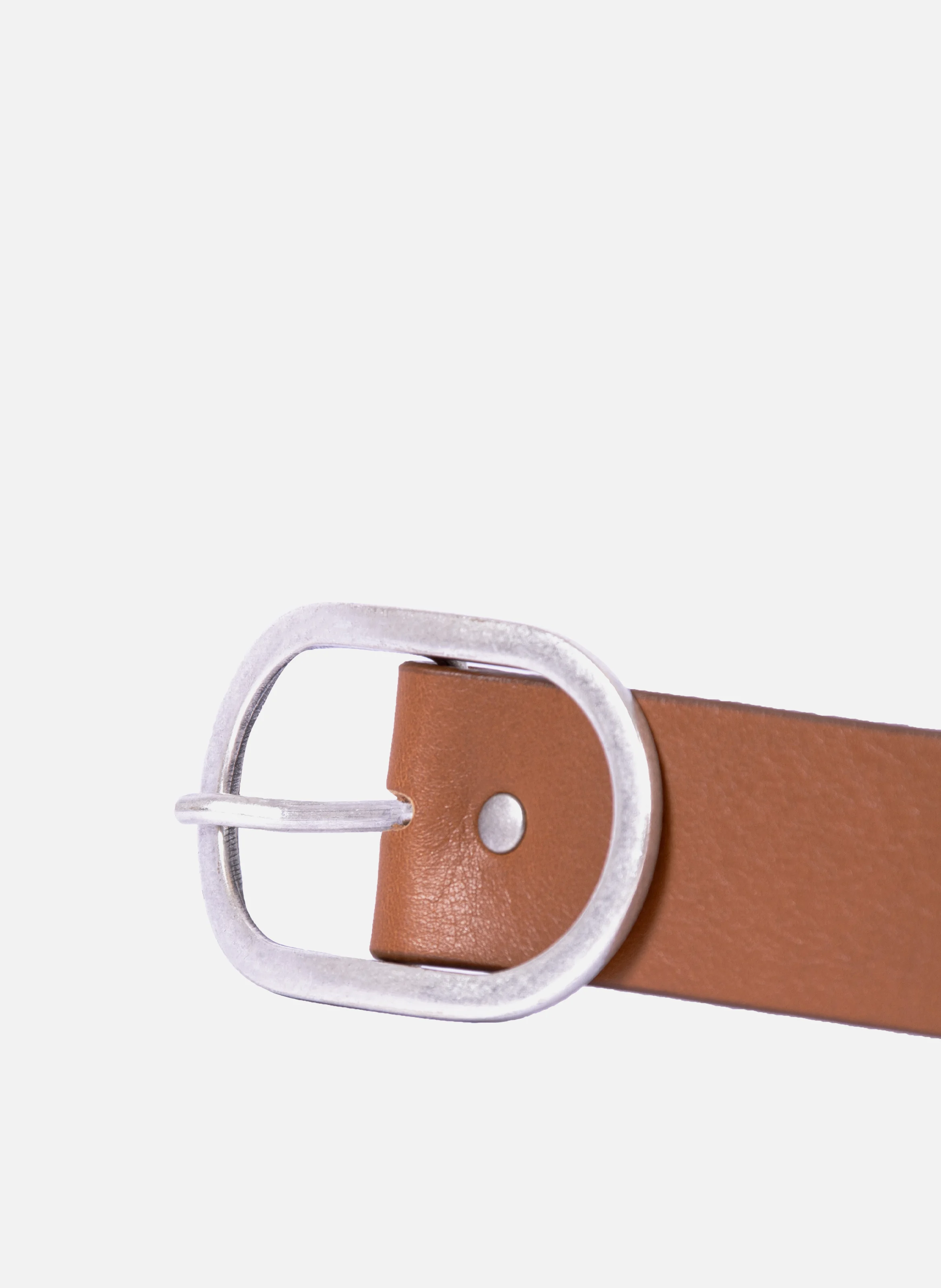 Ceinture large cuir clouté | Marron