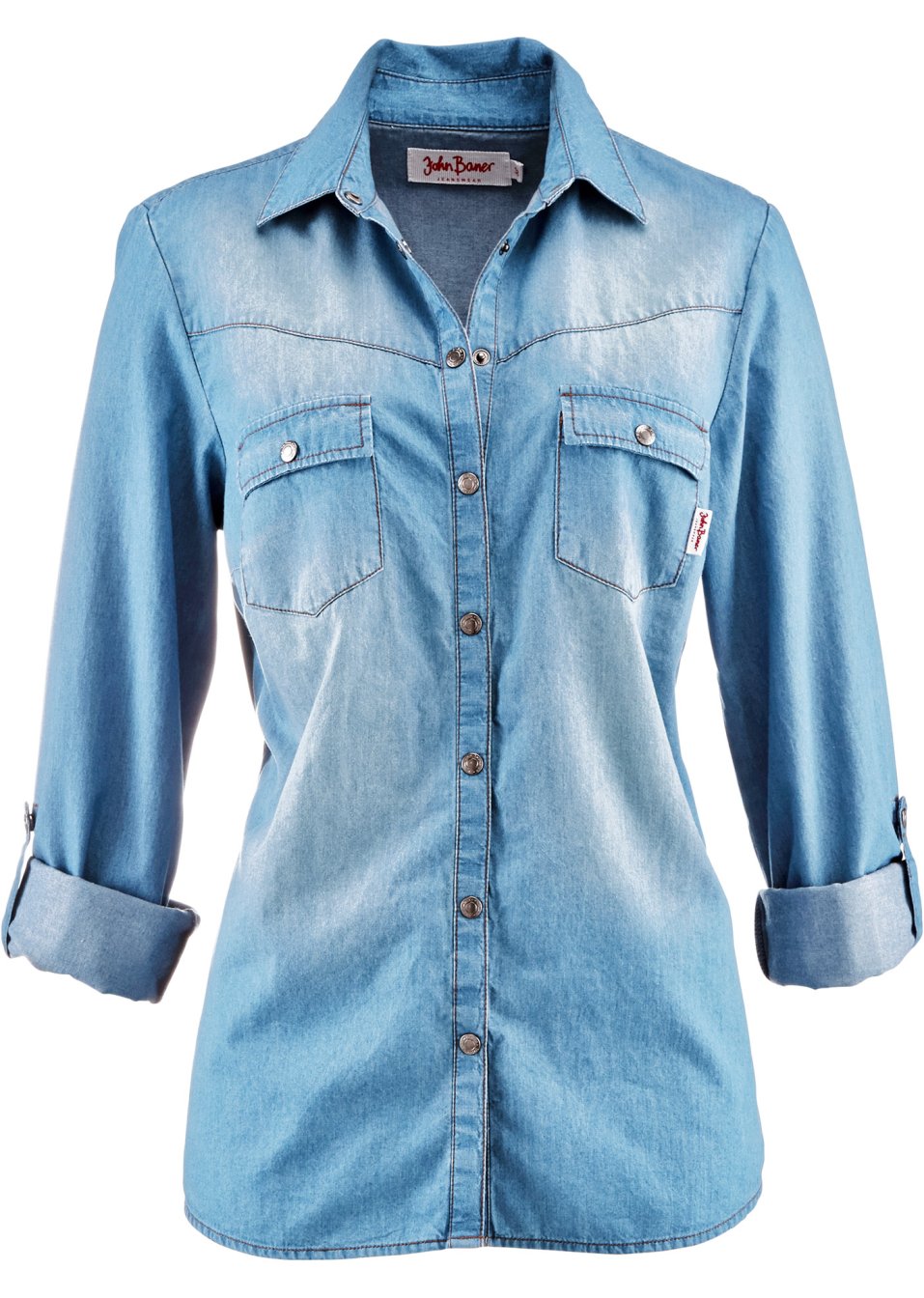 Chemise en jean avec boutons-pression, manches longues