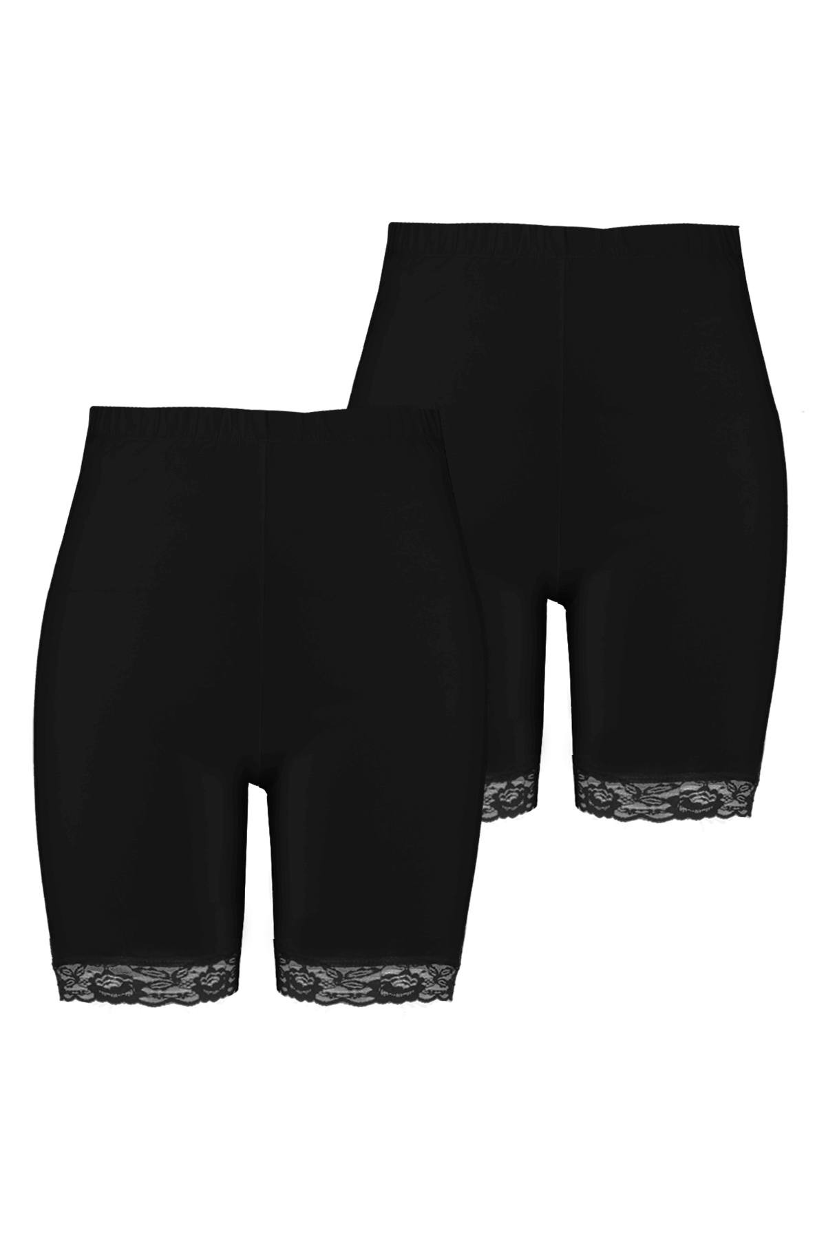 2-pack Korte legging met kant Zwart