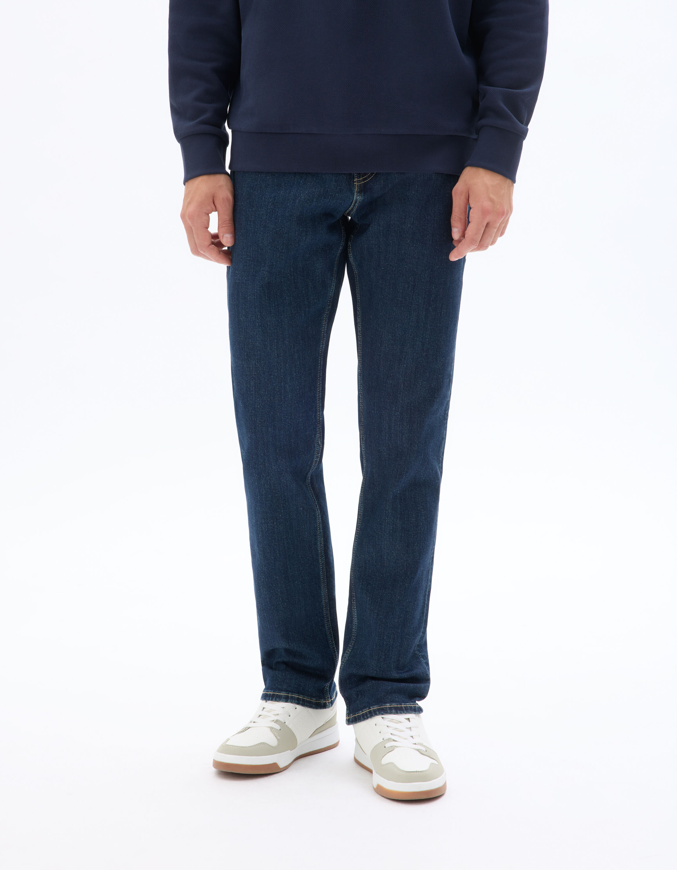 Jean C.15 straight coton stretch 3 longueurs - bleu foncé