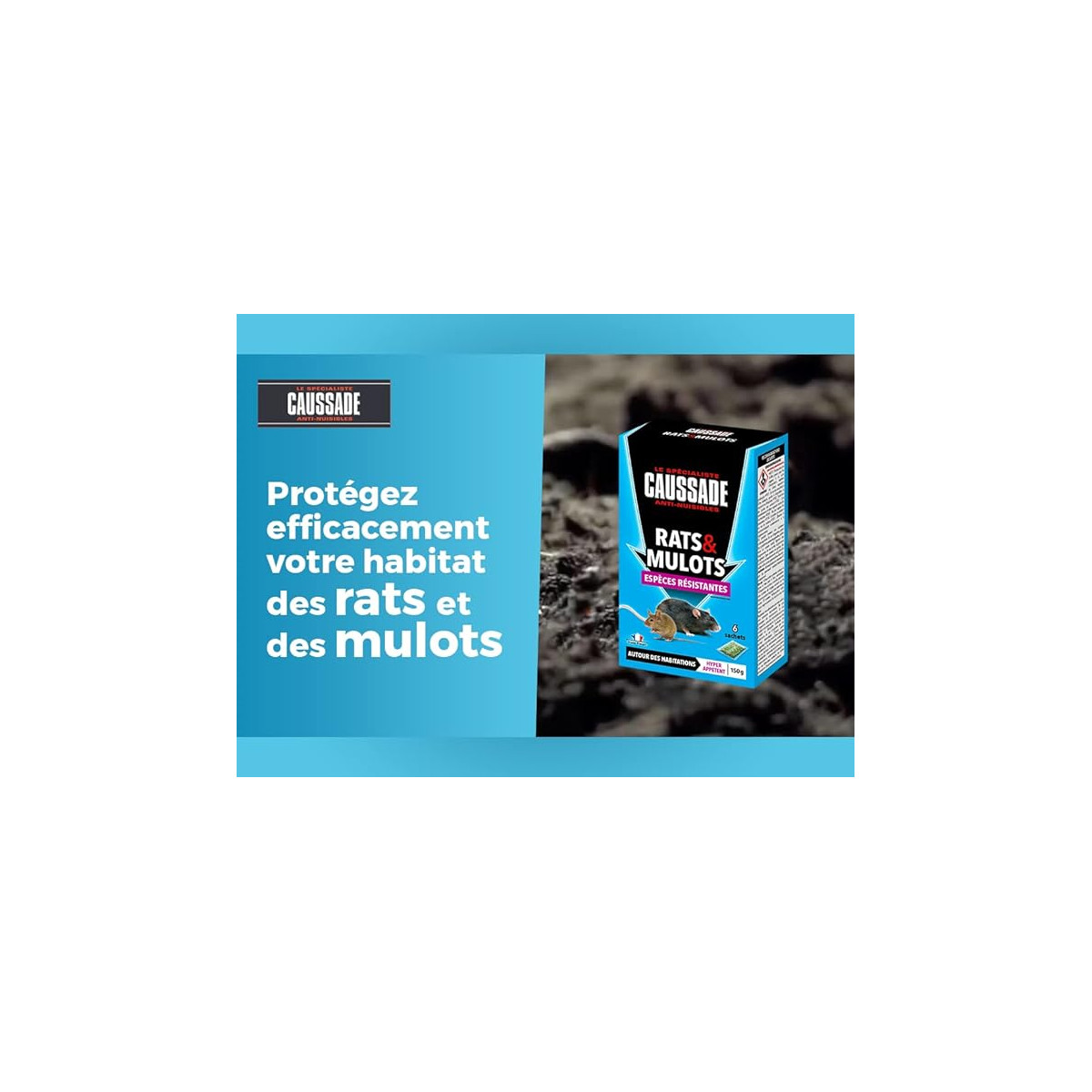 Caussade anti rats & mulots 150 g ( 6 x 25 grs ) - la solution radicale pour pro