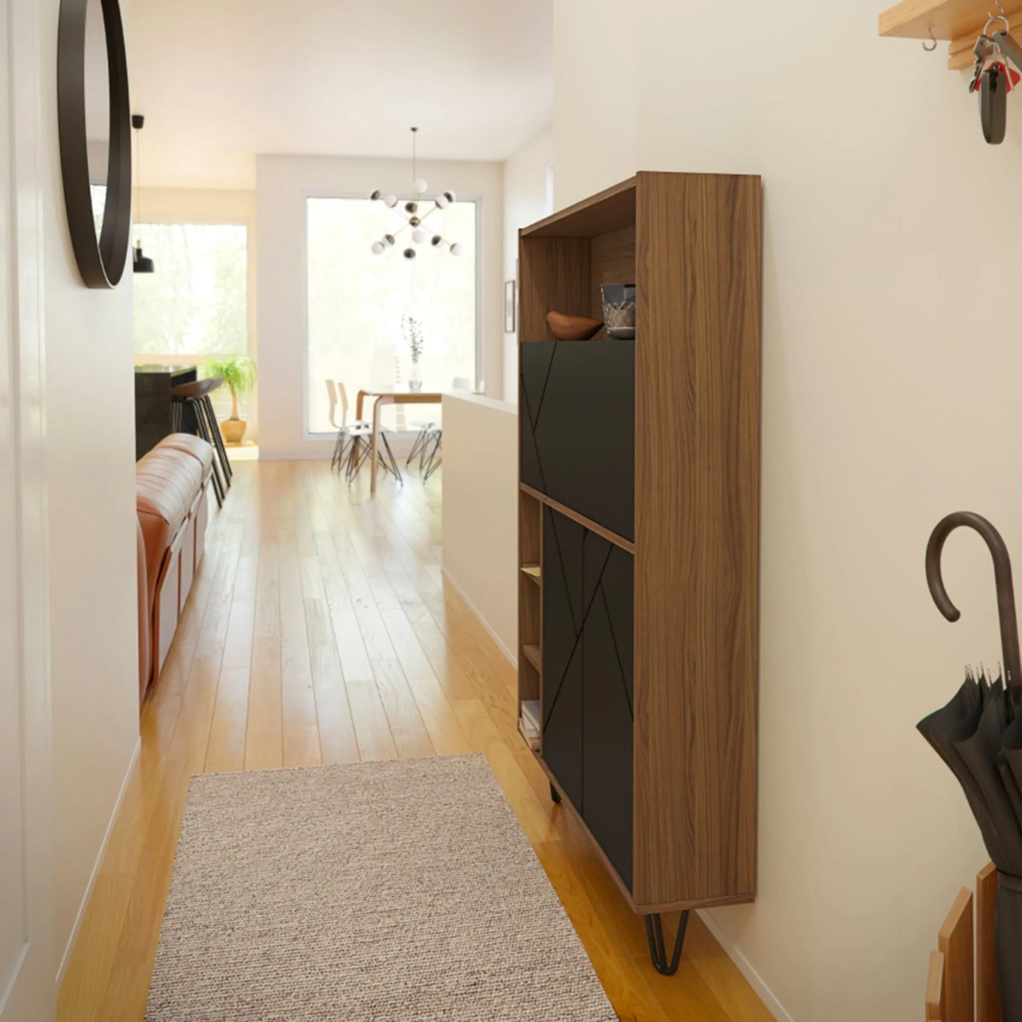 Nexera Bureau Mural Slim - Noyer  Noir