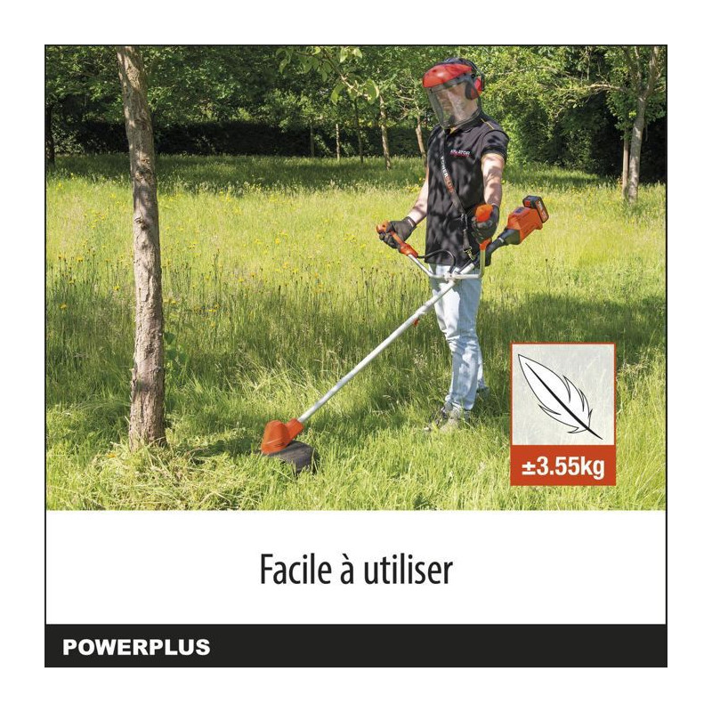 Débroussailleuse a batterie 40v dual power powdpg7551 - moteur brushless - livré sans batterie ni chargeur