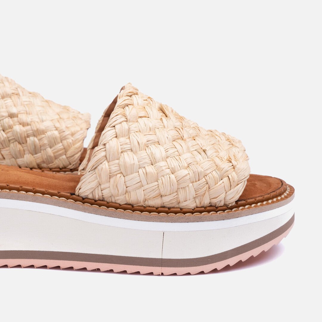 MULES - FLEURINE mules, natural raffia