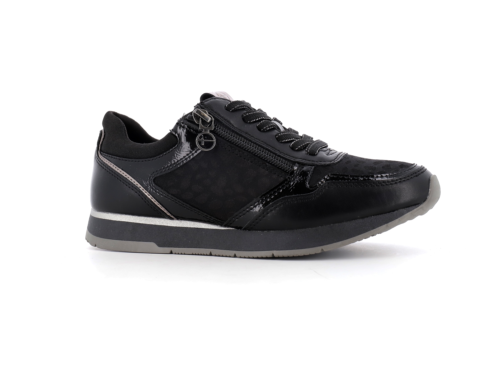 Tamaris-23603 Matières combinées Noir Argent