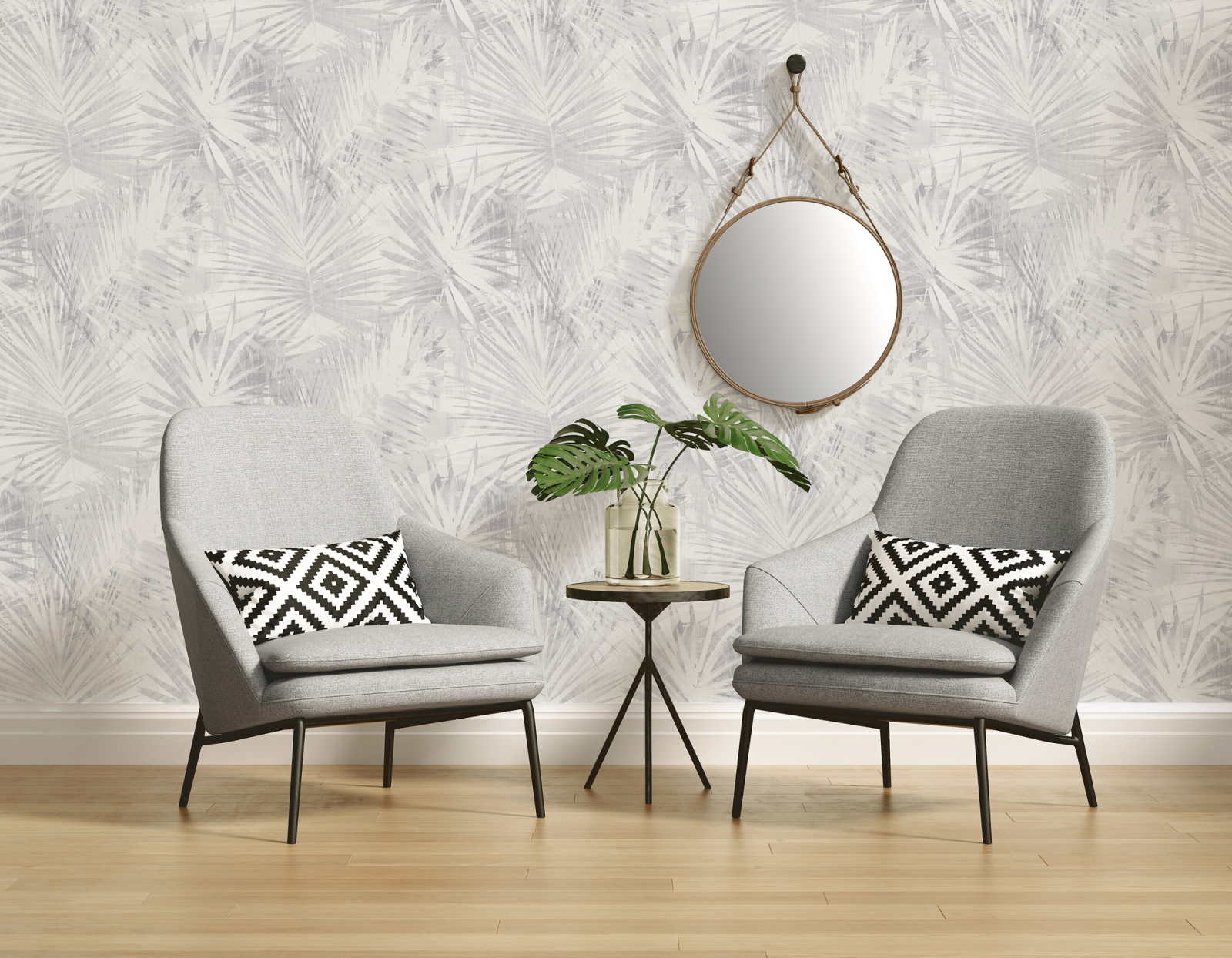 A.S. Creation Vliestapete - grau-beige - Palmen - 10 Meter