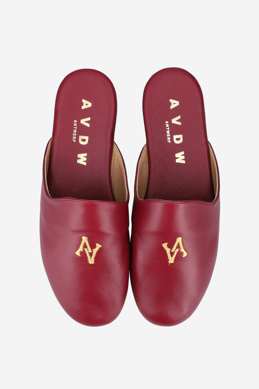 AV logo embroidered leather mules
