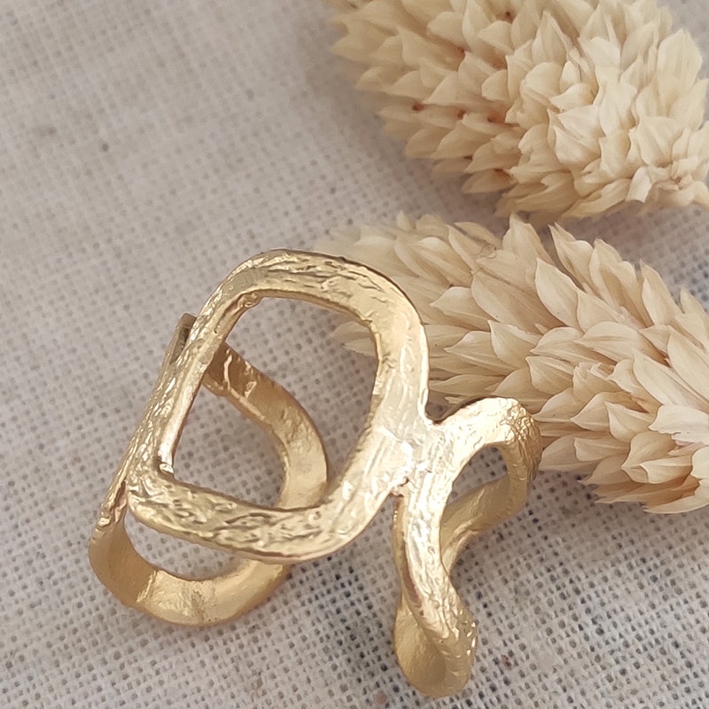 Bague spirale ajustable - Laiton doré & plaqué or mat