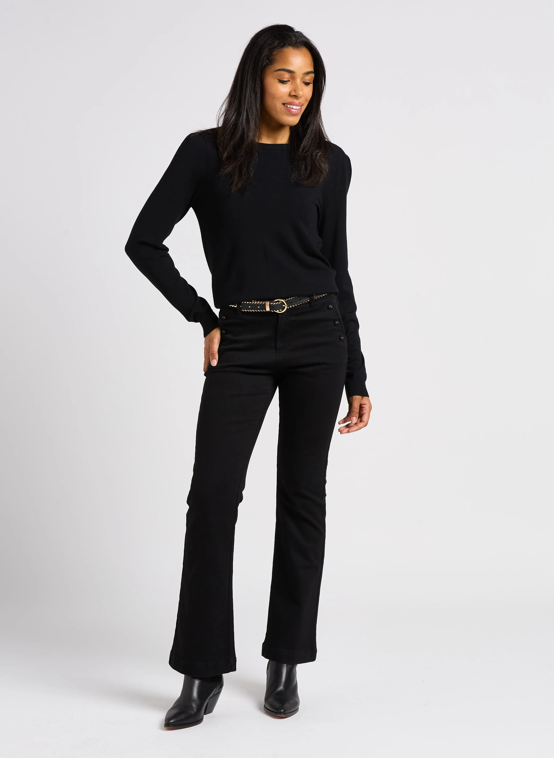 Cardigan droit à col V | Noir