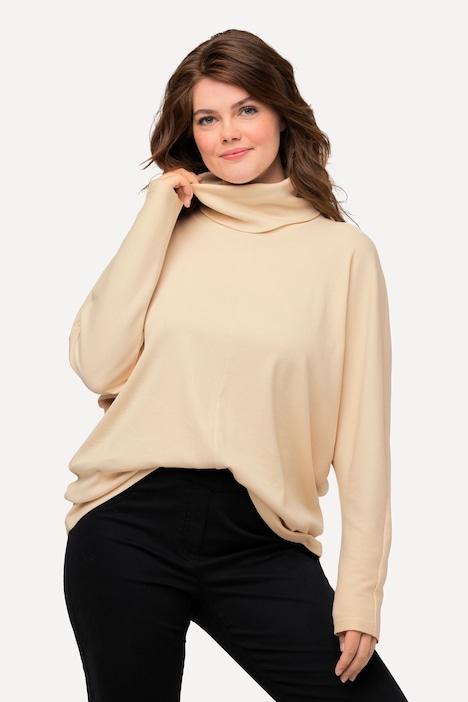 Shirt, Stehkragen, Fledermaus-Langarm, Biobaumwolle