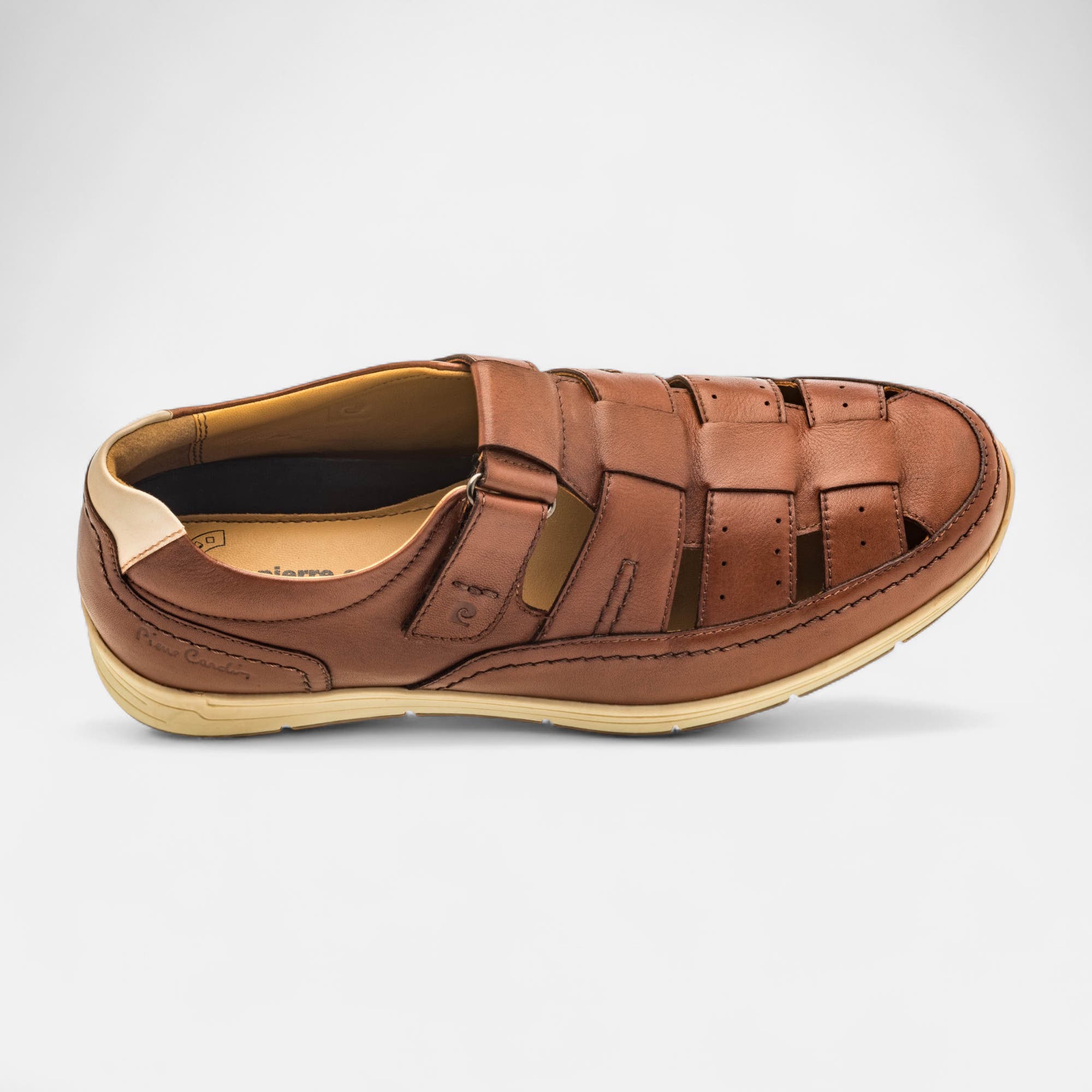 Nu-pieds confort Homme en cuir cognac