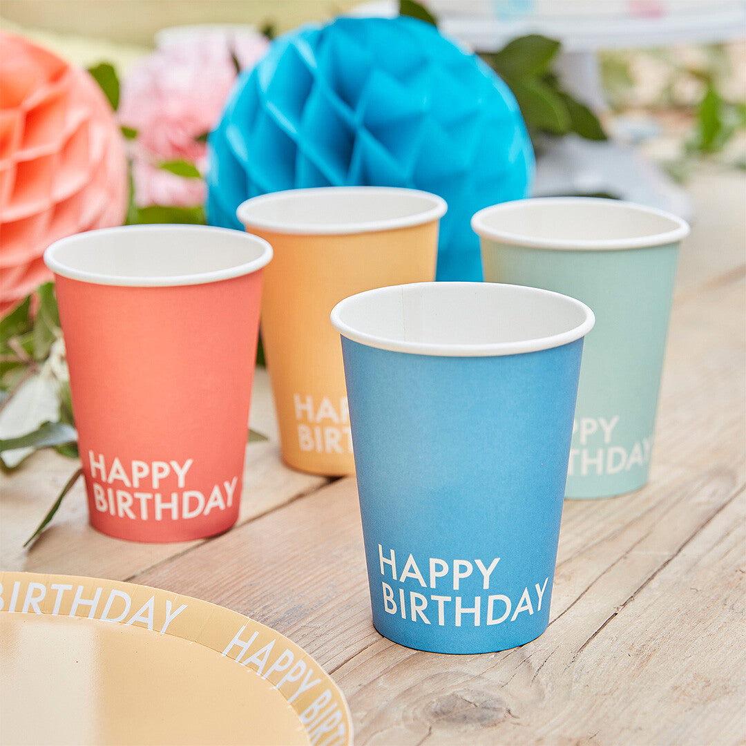 Ginger ray bekers - happy birthday - 8st