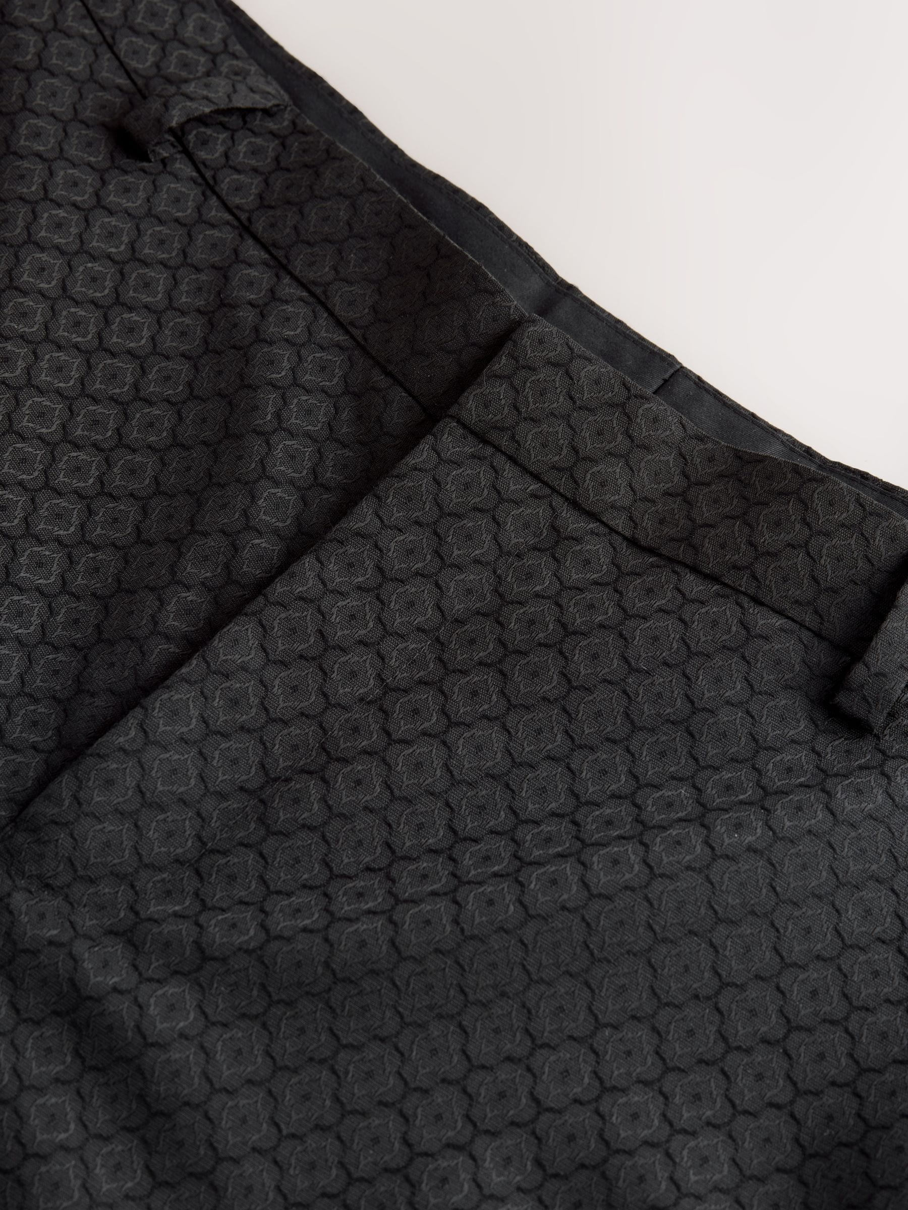 Zwart - Slim Fit Jacquard Suit Trousers