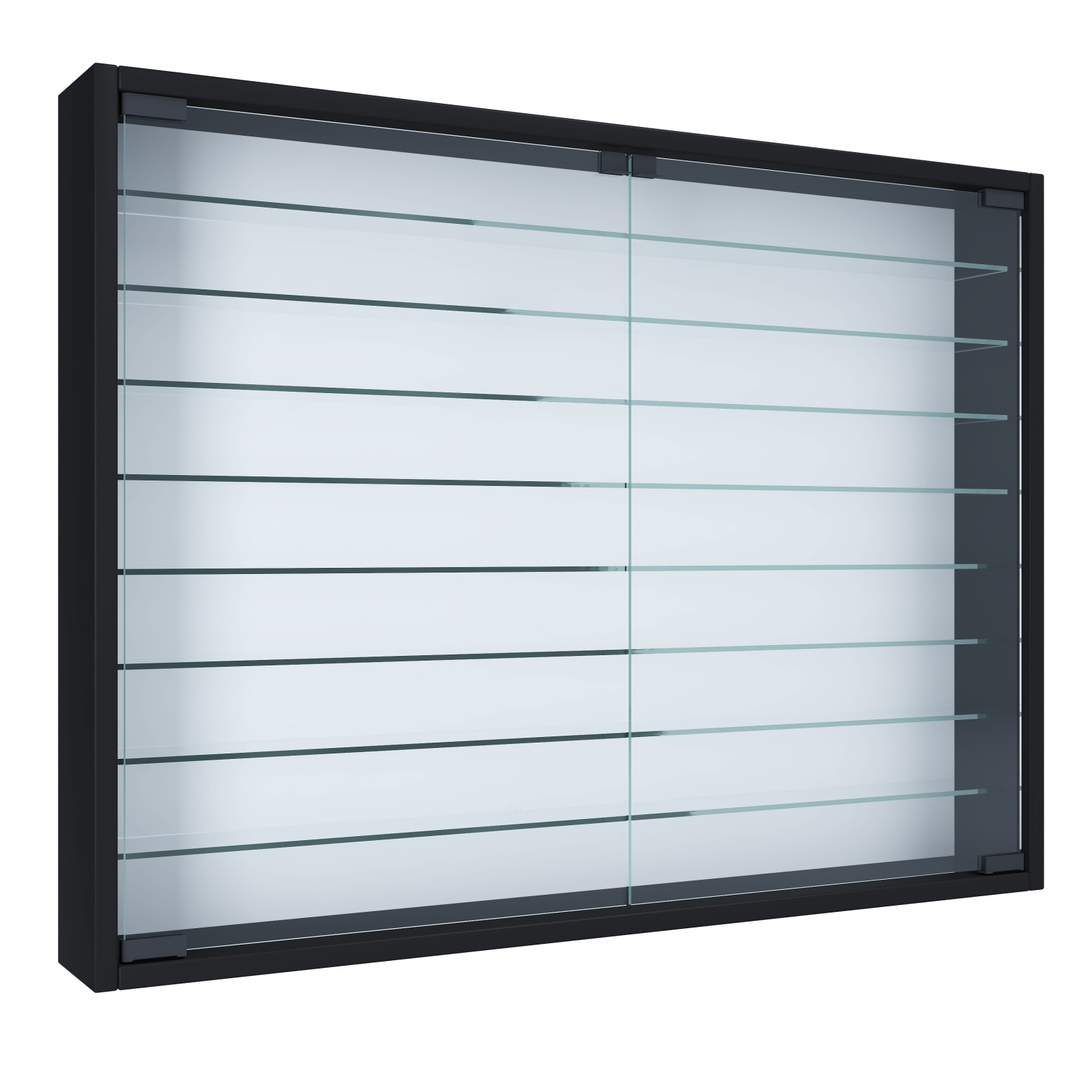 Hängevitrine MANDOSA XXL - schwarz - mit 8 Glasböden
