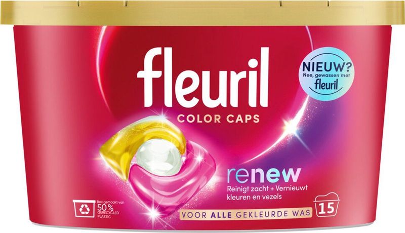 Fleuril - Renew Color Caps - Wasmiddelen - 15 Wasbeurten - 15 Stuks