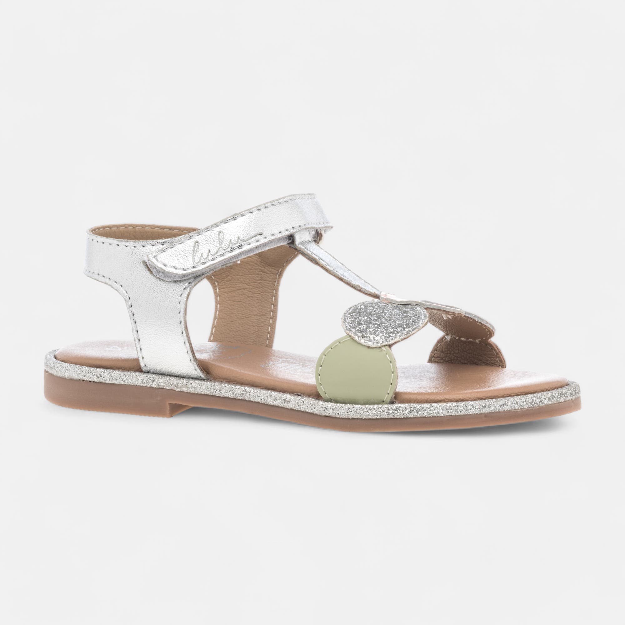 Nu-pieds Fille en cuir argent