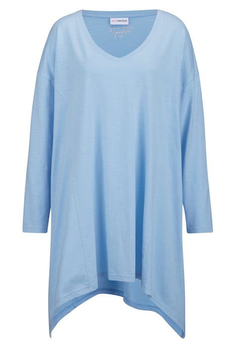 T-Shirt, oversized, V-Ausschnitt, Langarm, Zipfelsaum