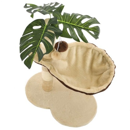 Arranhador com poste de sisal, marrom e bege