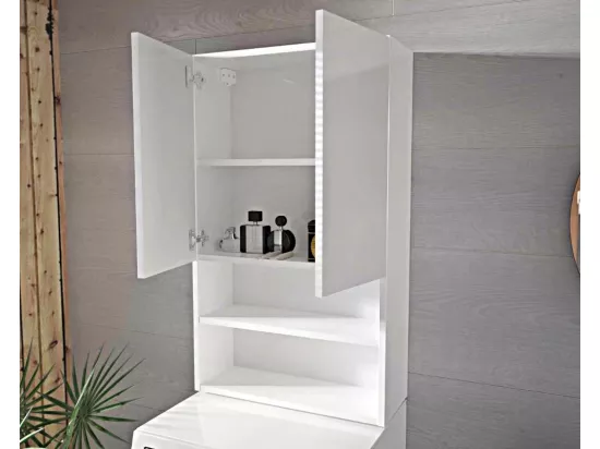Laveo - Meuble mural pour machine à laver en BLANC laqué 60 cm