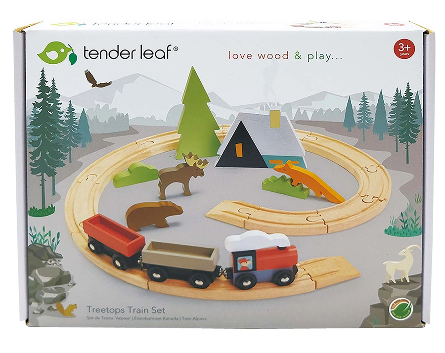 Eisenbahn-Set WILD PINES aus Holz in bunt