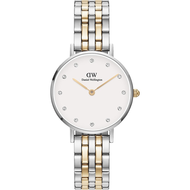 Montre à quartz - Acier inoxydable argenté & doré & cristaux - Femme