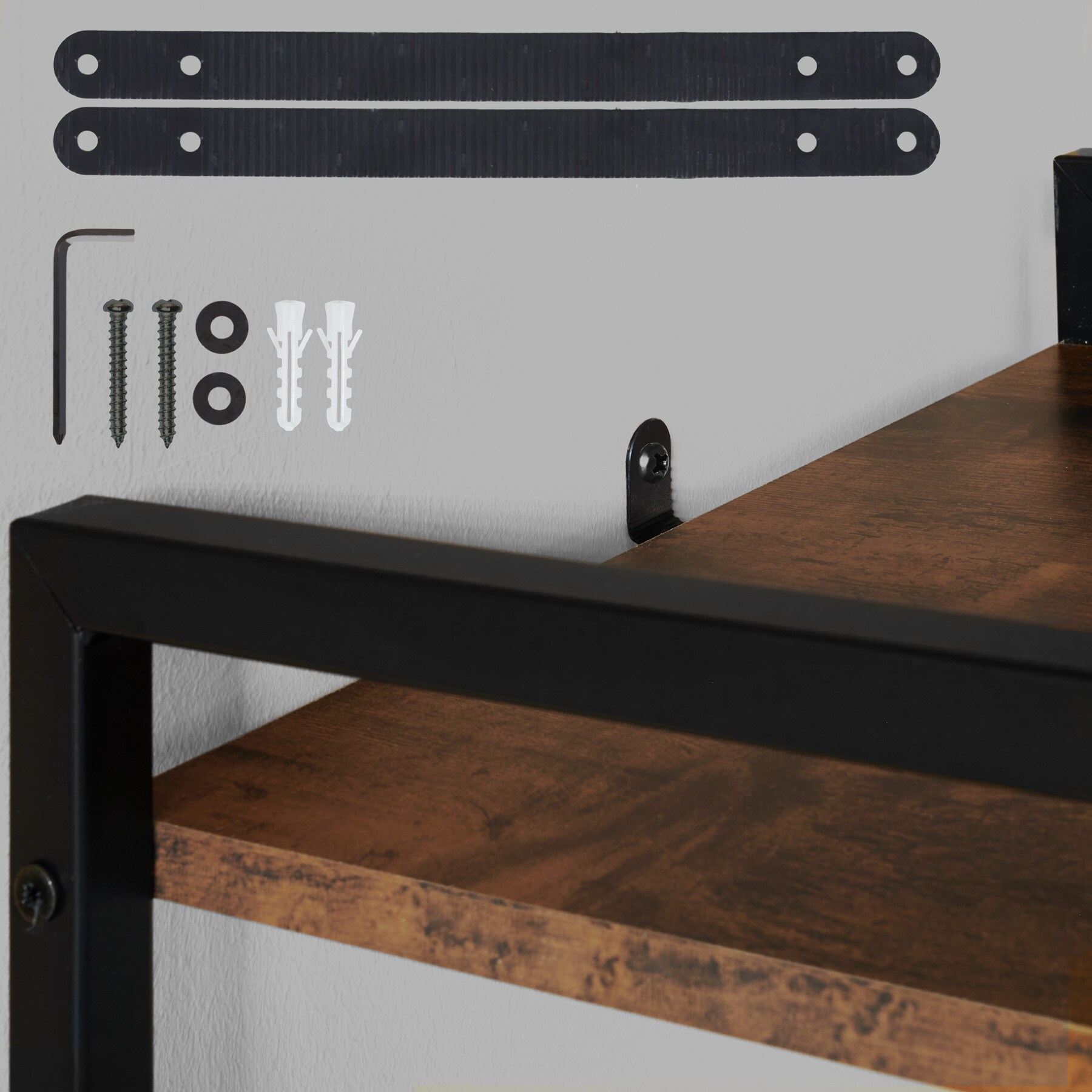tectake® Leiterregal, Industrial Style, mit 4 offenen Fächern mit verstellbarem Einlegeboden, inklusive Kippschutz, 57,5 x 34 x 138 cm