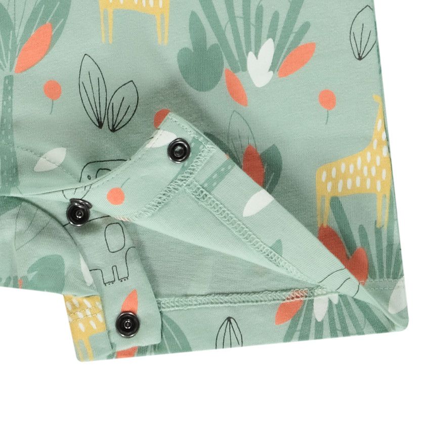 Combinaison courte à manches courtes imprimée jungle pour bébé garçon - Vert
