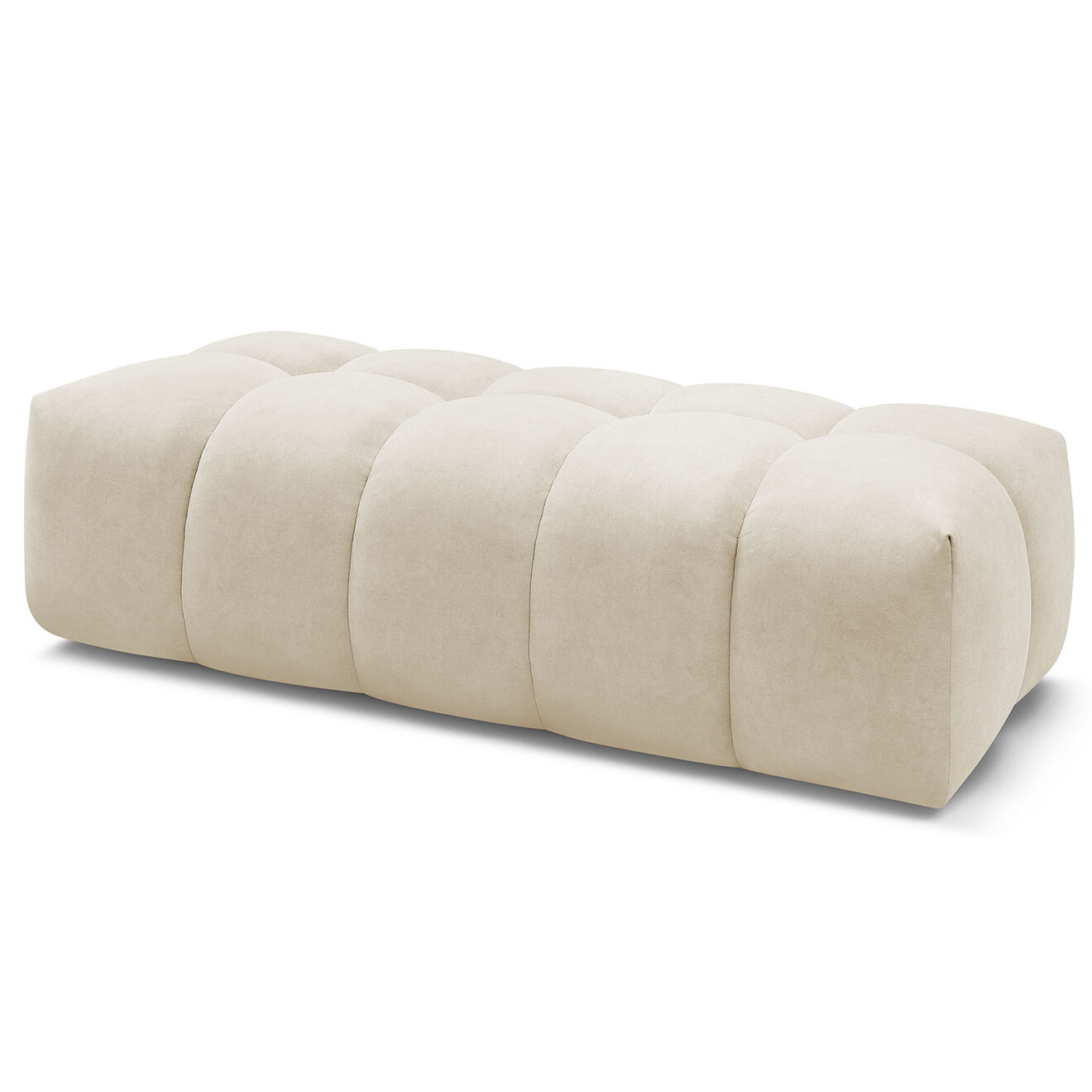 Bobochic Pouf en Velours Mont-Blanc beige - 180x66x48 cm